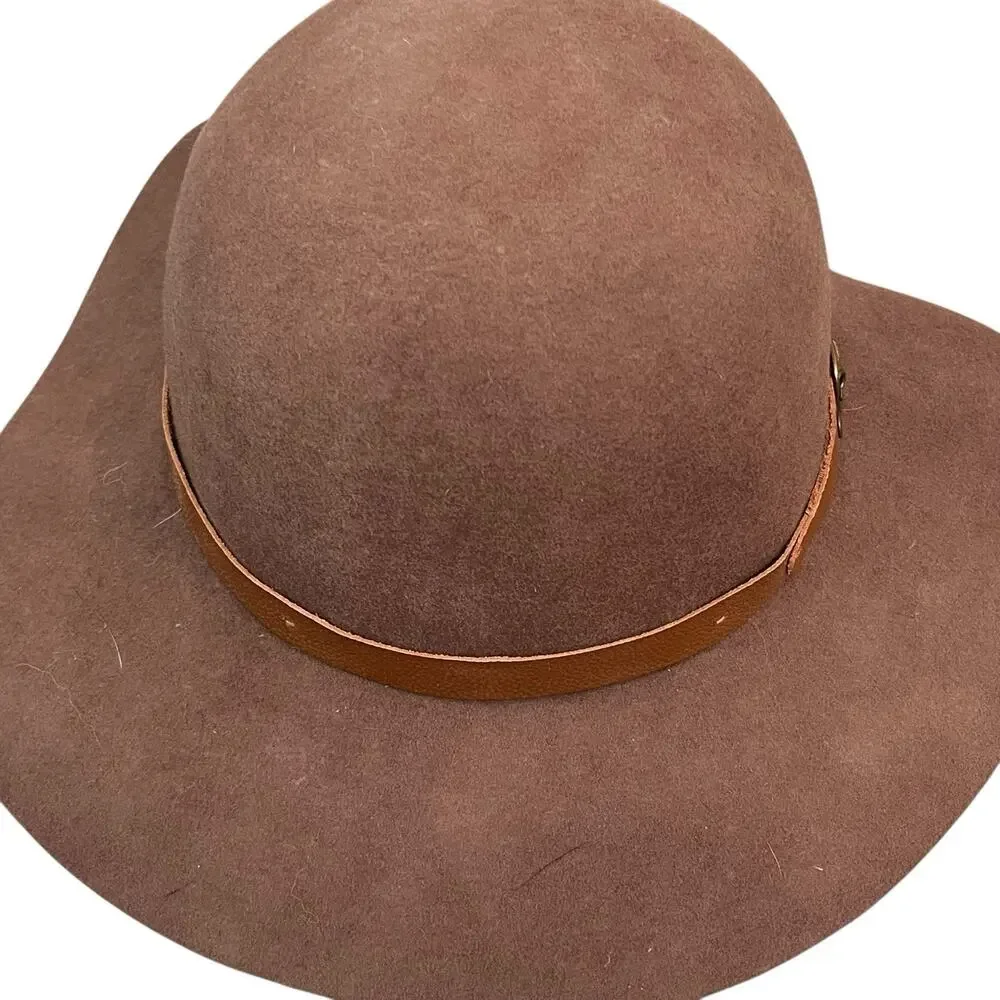 Hat Attack Brown Wool Felt Hat Women's Size 7 Fedora Crusher Packable Brown
